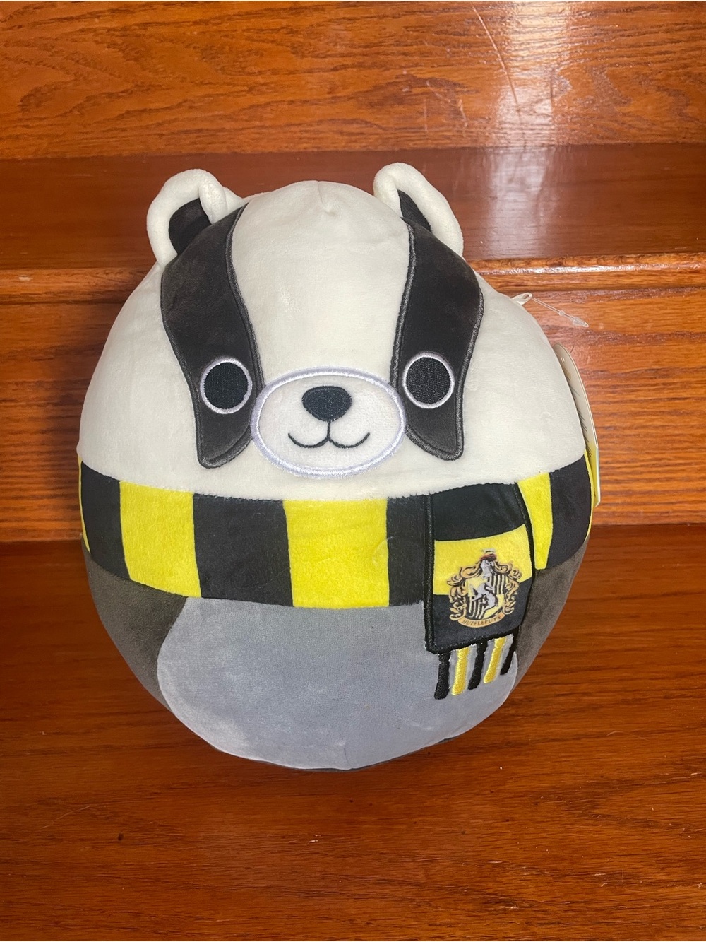 Squishmallows Harry Potter Hufflepuff Badger Plush in Yellow & Black Scarf